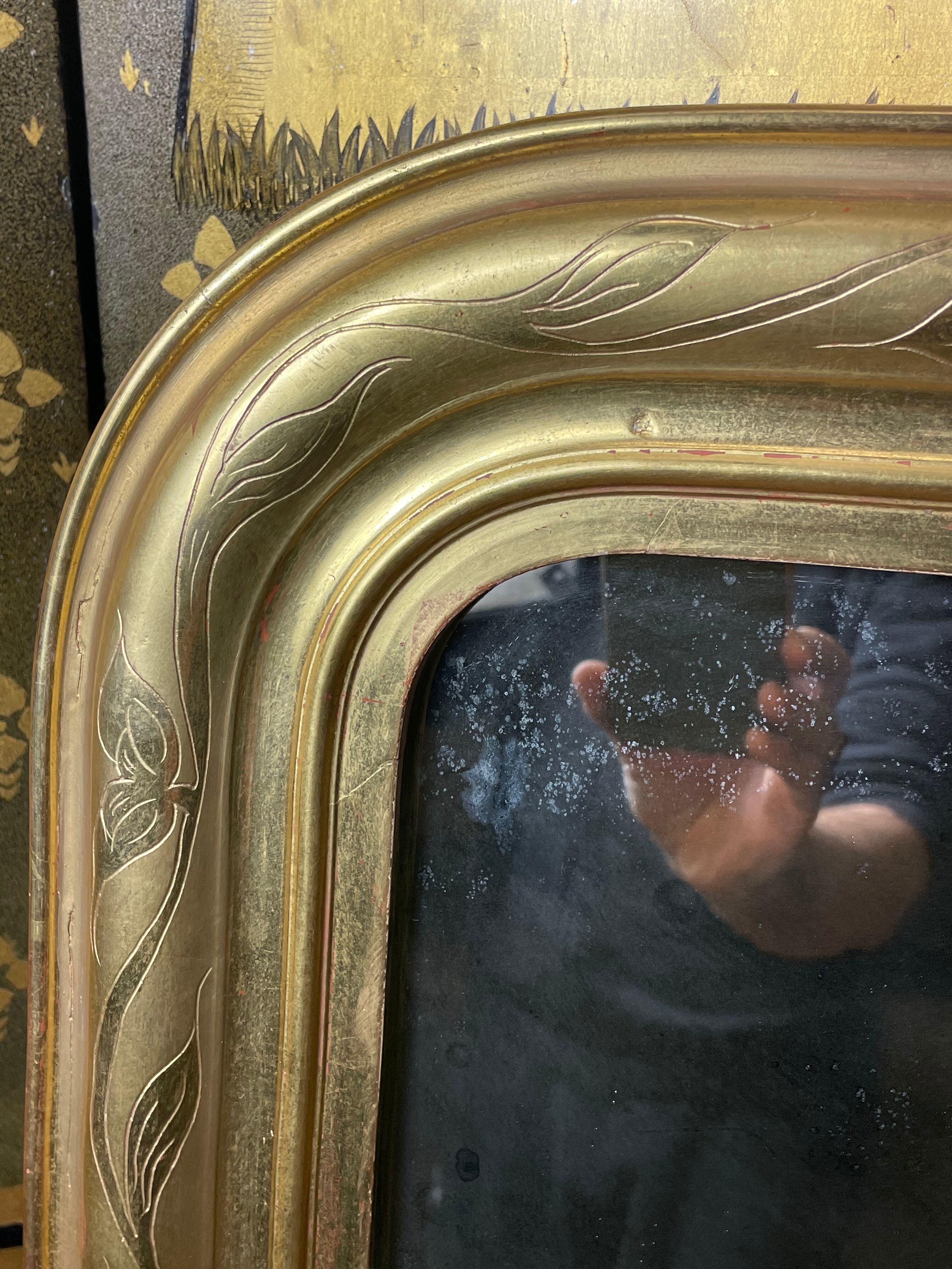 Louis Philippe era mirror with gold leaf