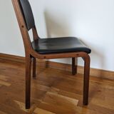 Vintage leather and wood chair pair
