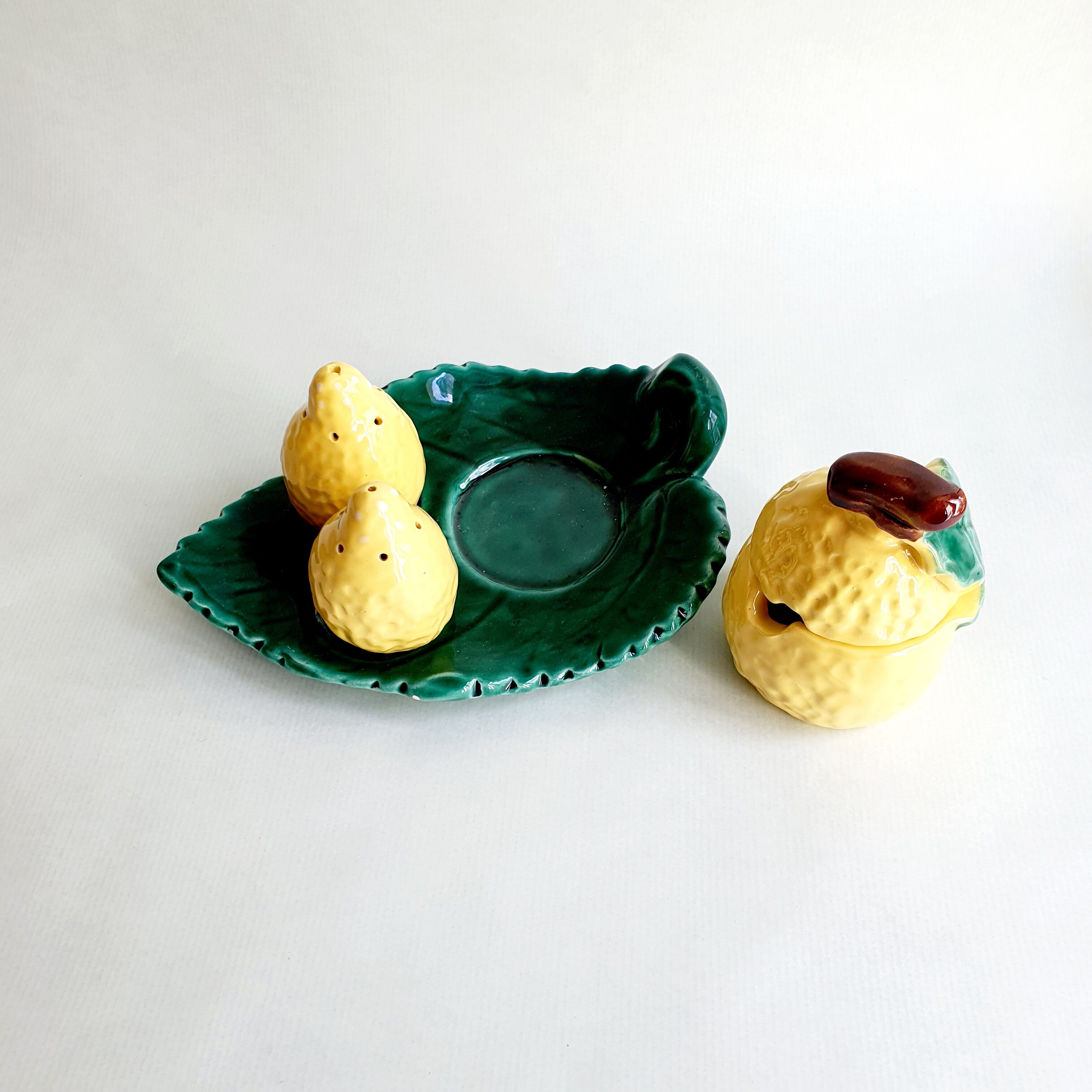 Servant salt / pepper / mustard in slurry lemons Vallauris