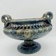 Large footed bowl in green and blue glazed ceramic