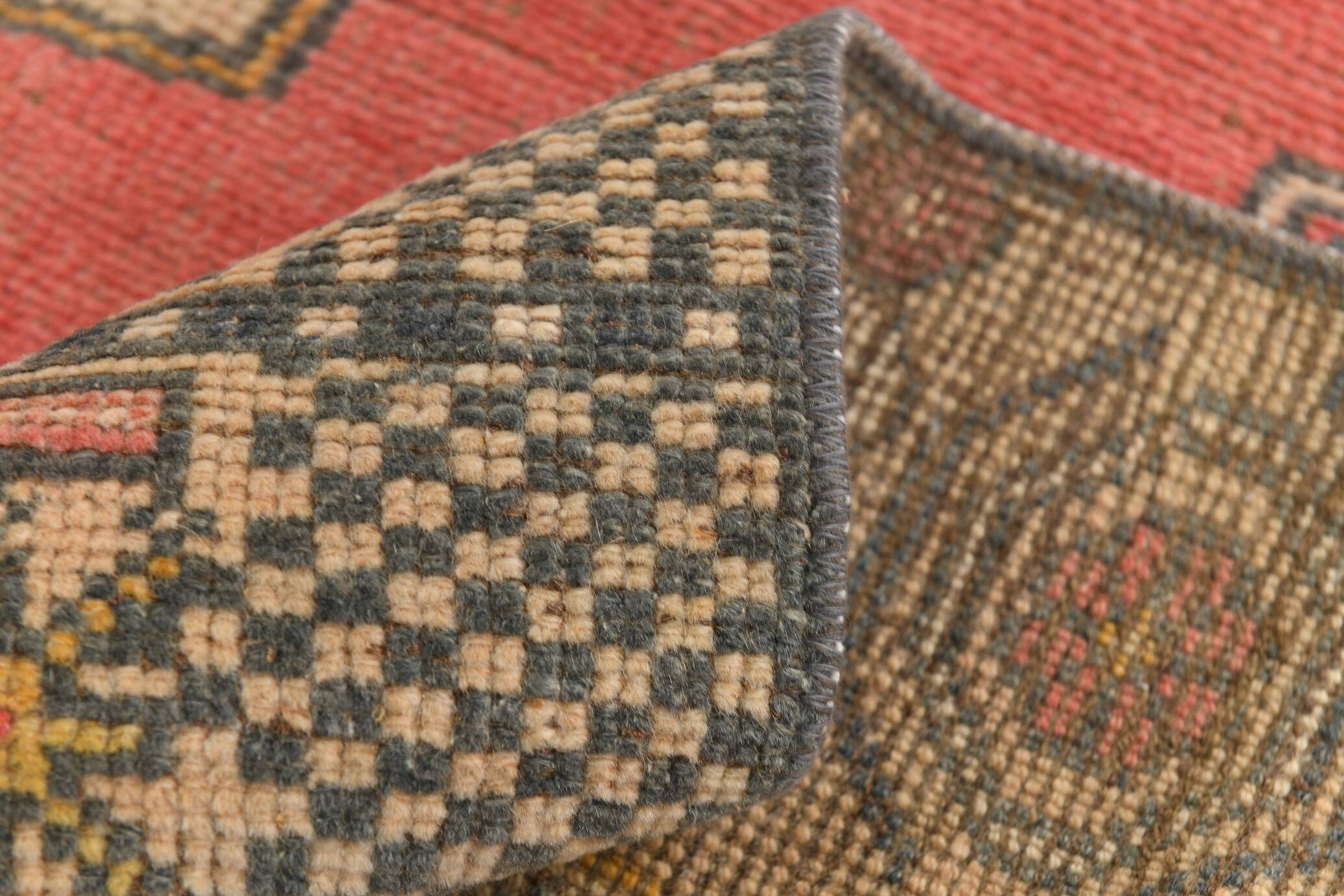 136x244 Vintage Geometric Pattern Designer Turkish Vintage Rug, 5x7