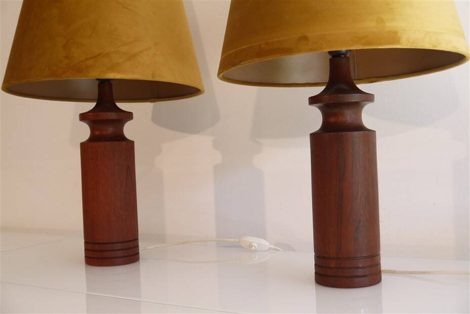 Pair of Danish teak lamps 1960