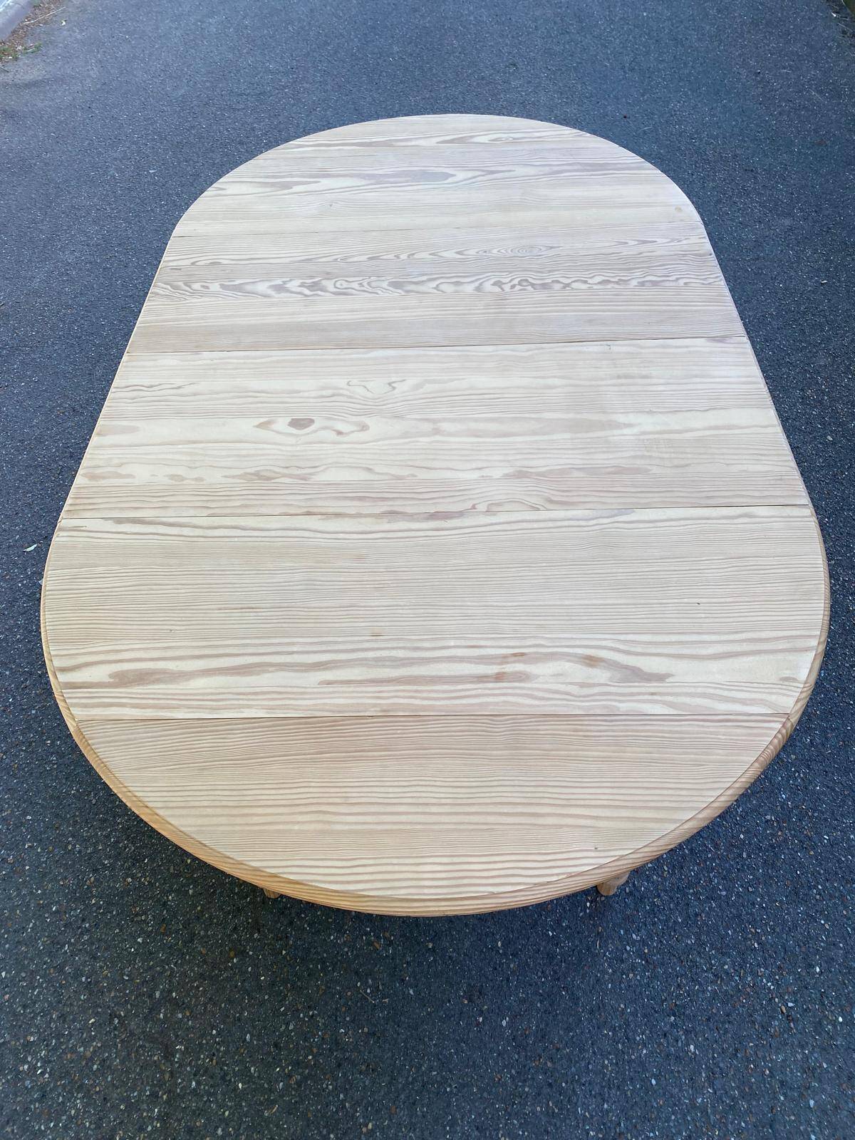 Louis Philippe extendable round dining table with shutters, renovated pine, 190cm