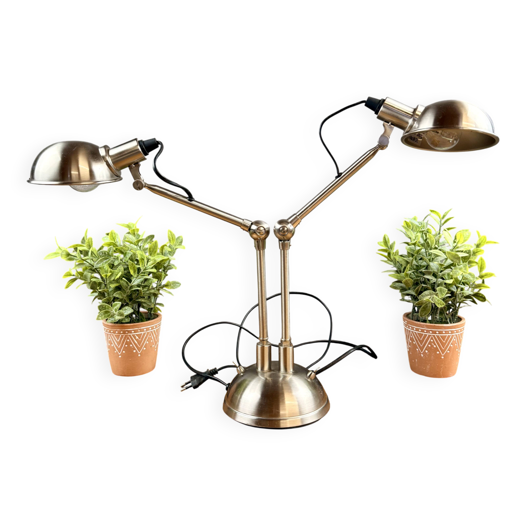 Double articulated lamp in industrial style – metal – 2 adjustable arms