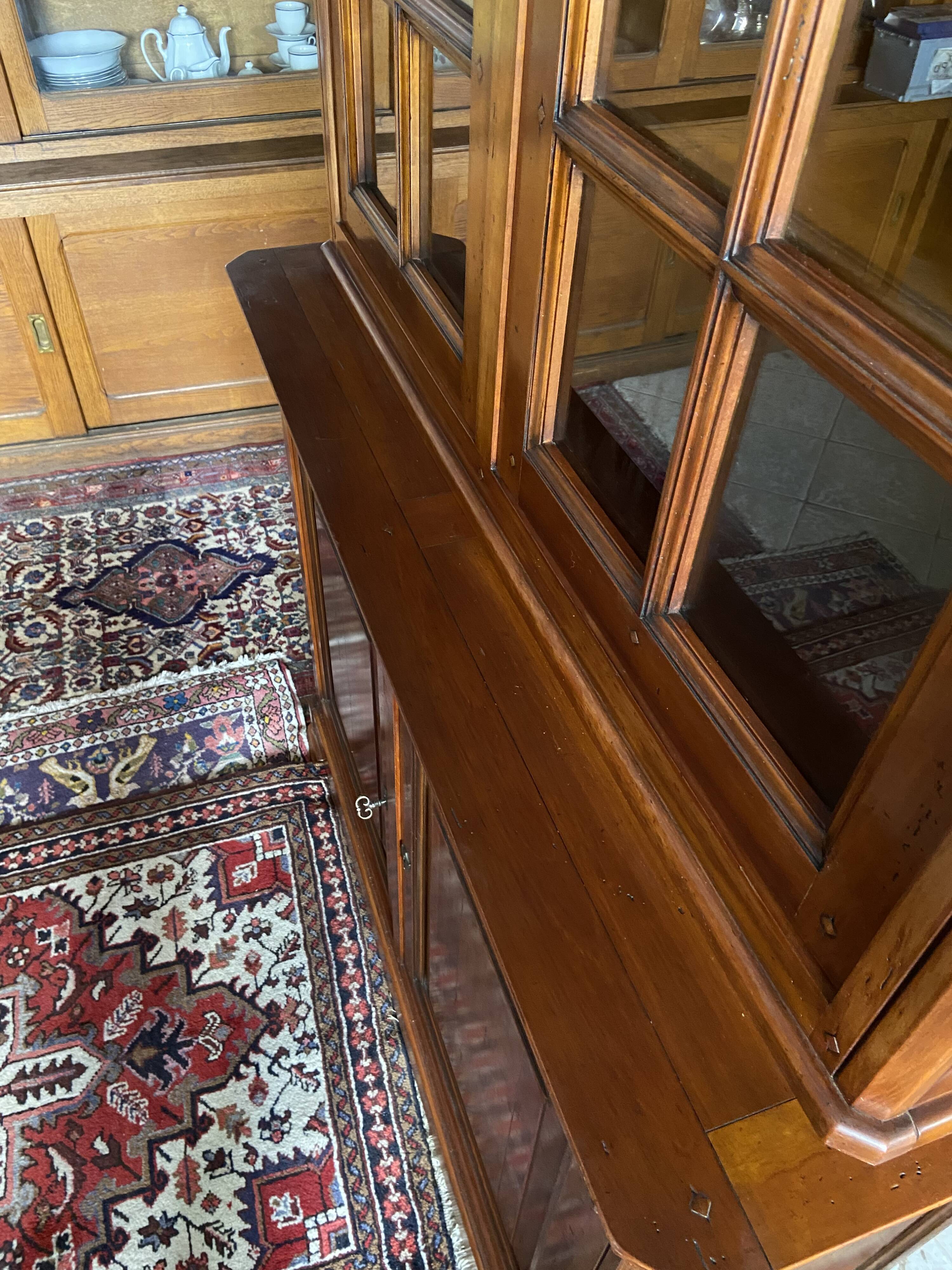 Library buffet two-body display cabinet solid cherry Louis-Philippe