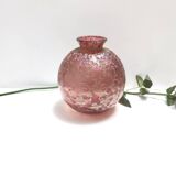 Pink Iridescent Etched Blown Glass Vase "Diaspora" by Loetz