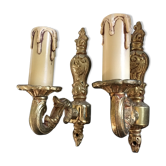 Pair of gilded bronze wall lights