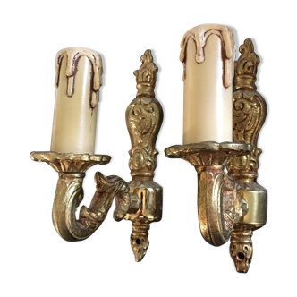 Pair of gilded bronze wall light