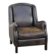 Black cow leather armchair finished with decorative nails, industrial style