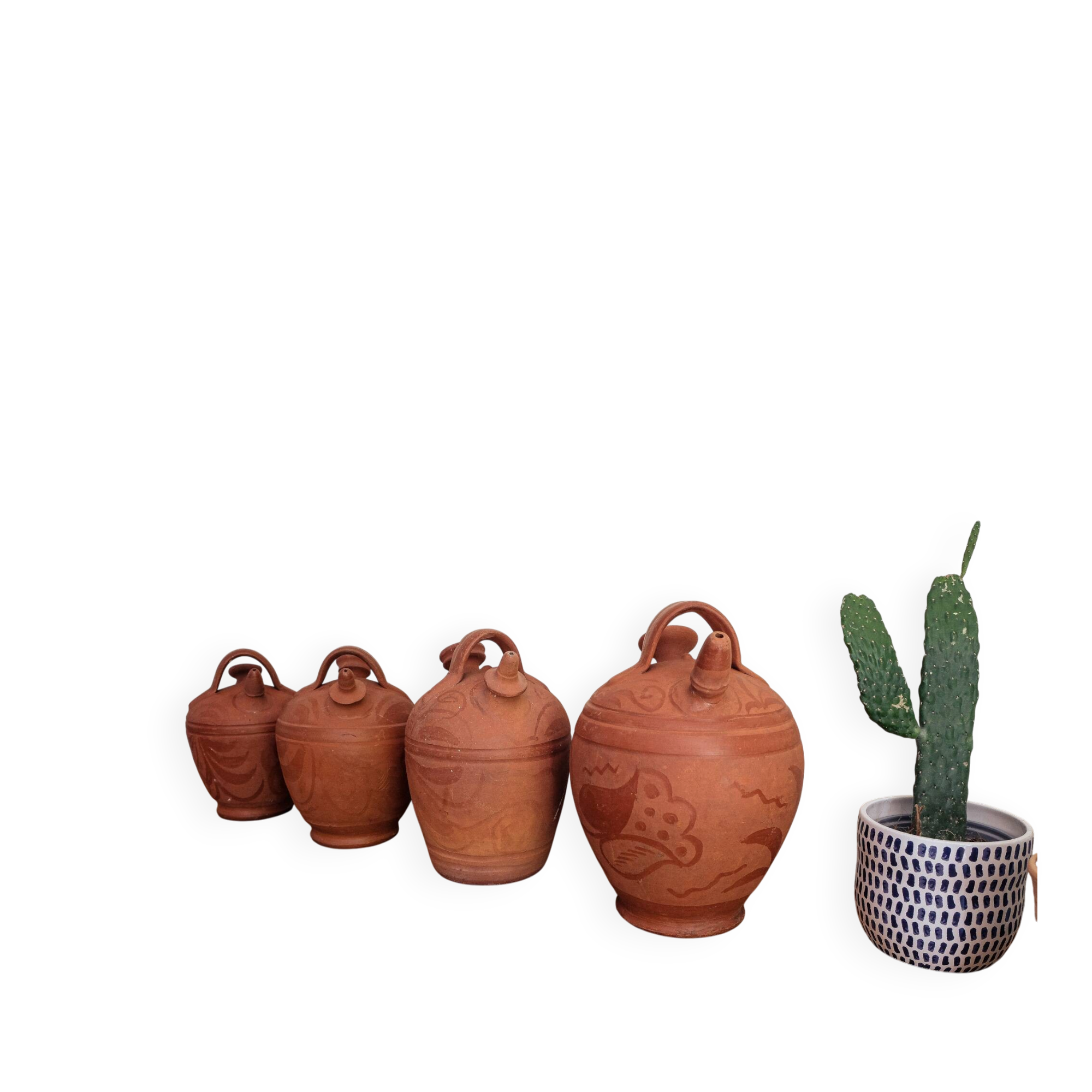 Set of 4 terracotta jugs