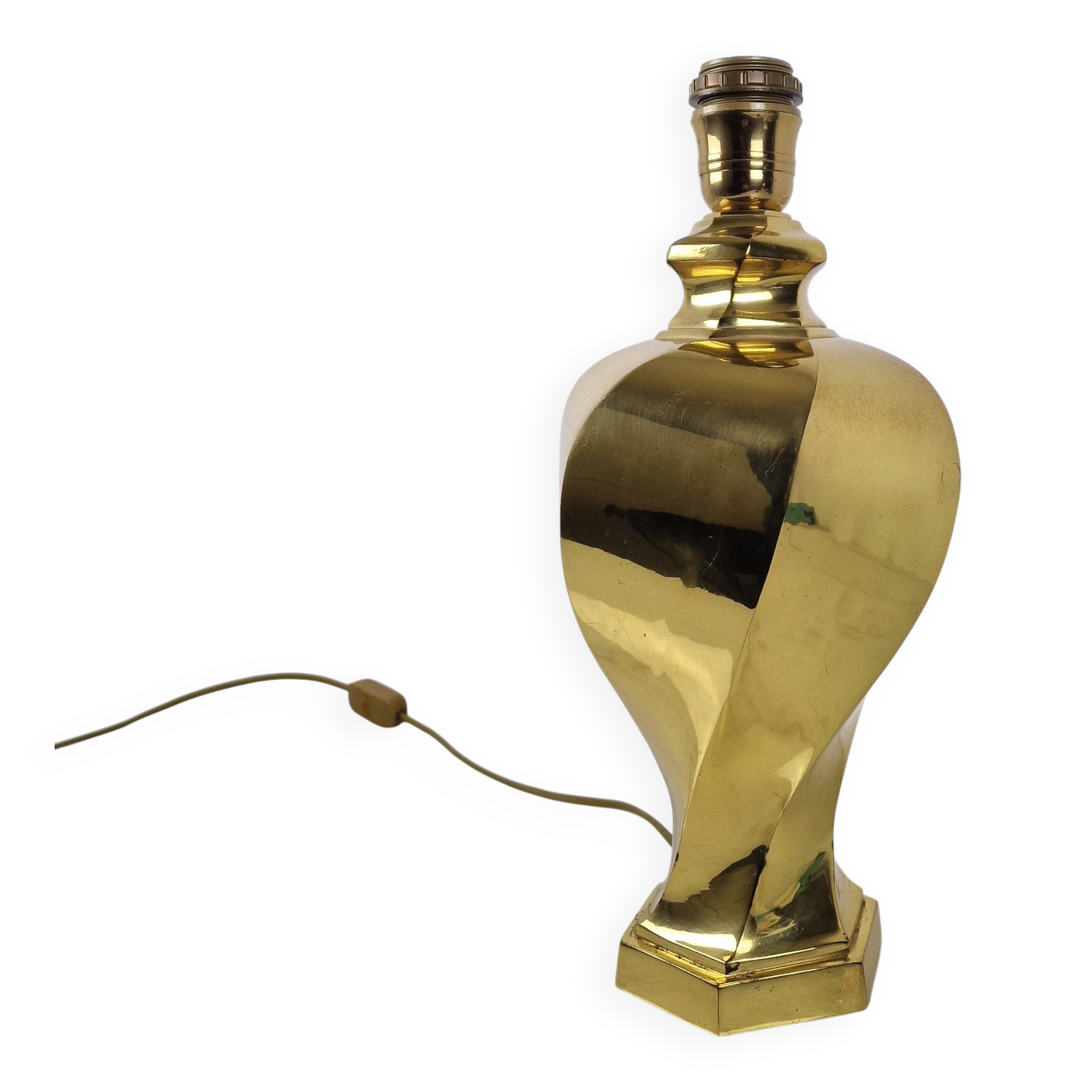 Sculptural Brass Table Lamp, Heavy Quality, Without Shade