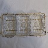 Aperitif serving tray with 3 glass ramekins