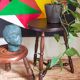 Vintage turned solid wood tripod stool