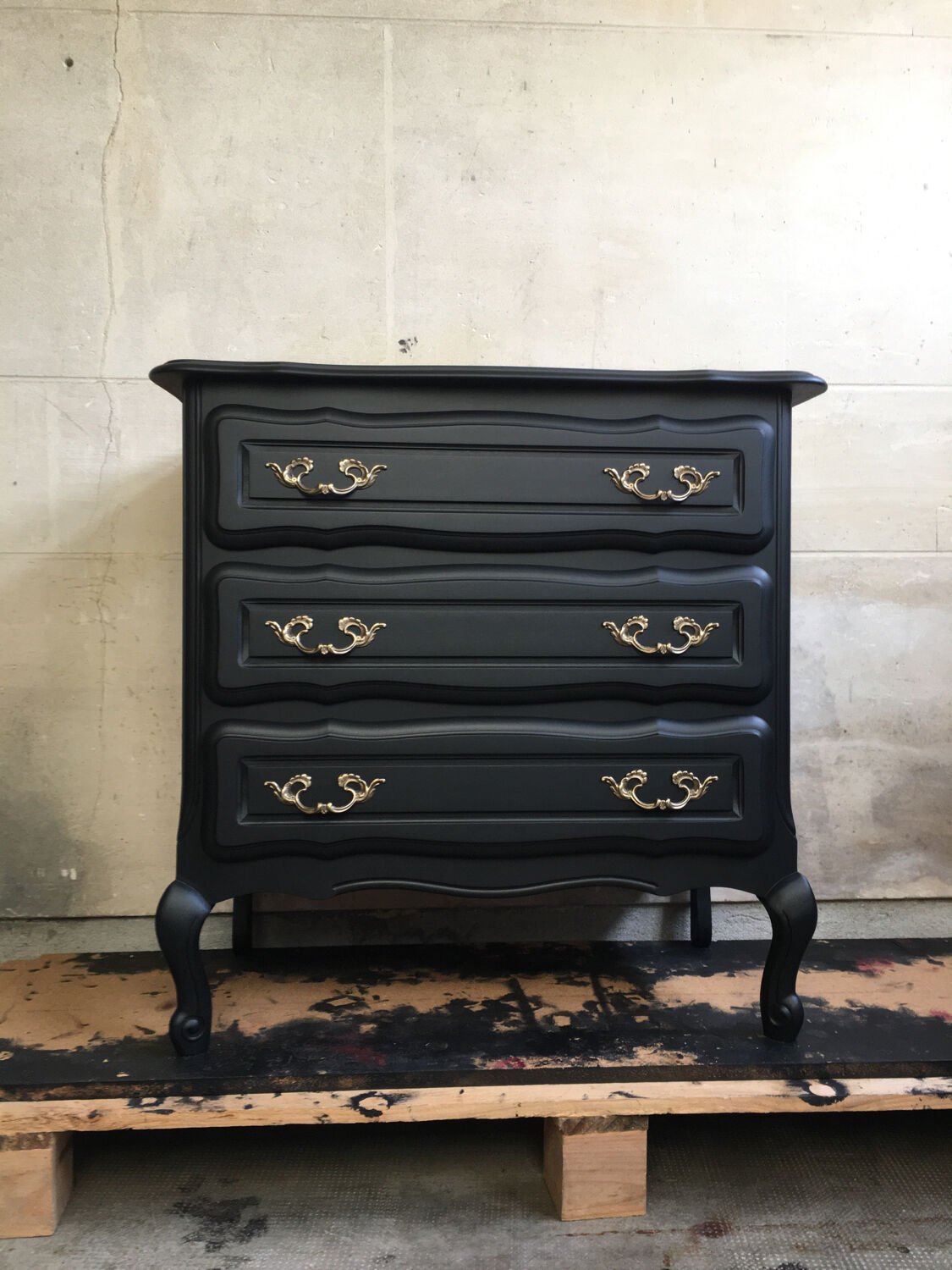 Revamped vintage black chest of drawers