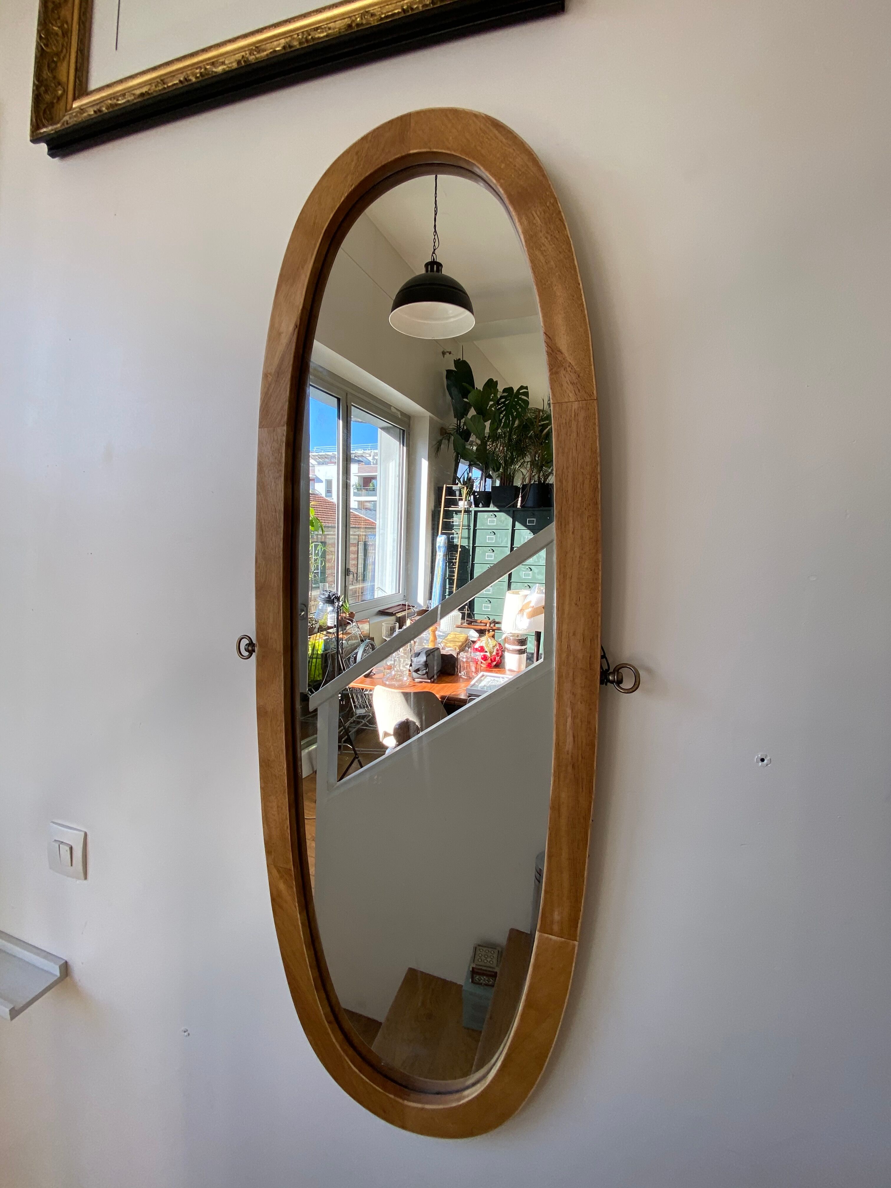 Miroir ovale en bois 118 x 42 cm