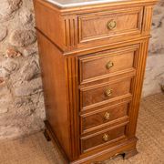 Louis XVI style bedside chest of drawers, marble top, late 19th century.