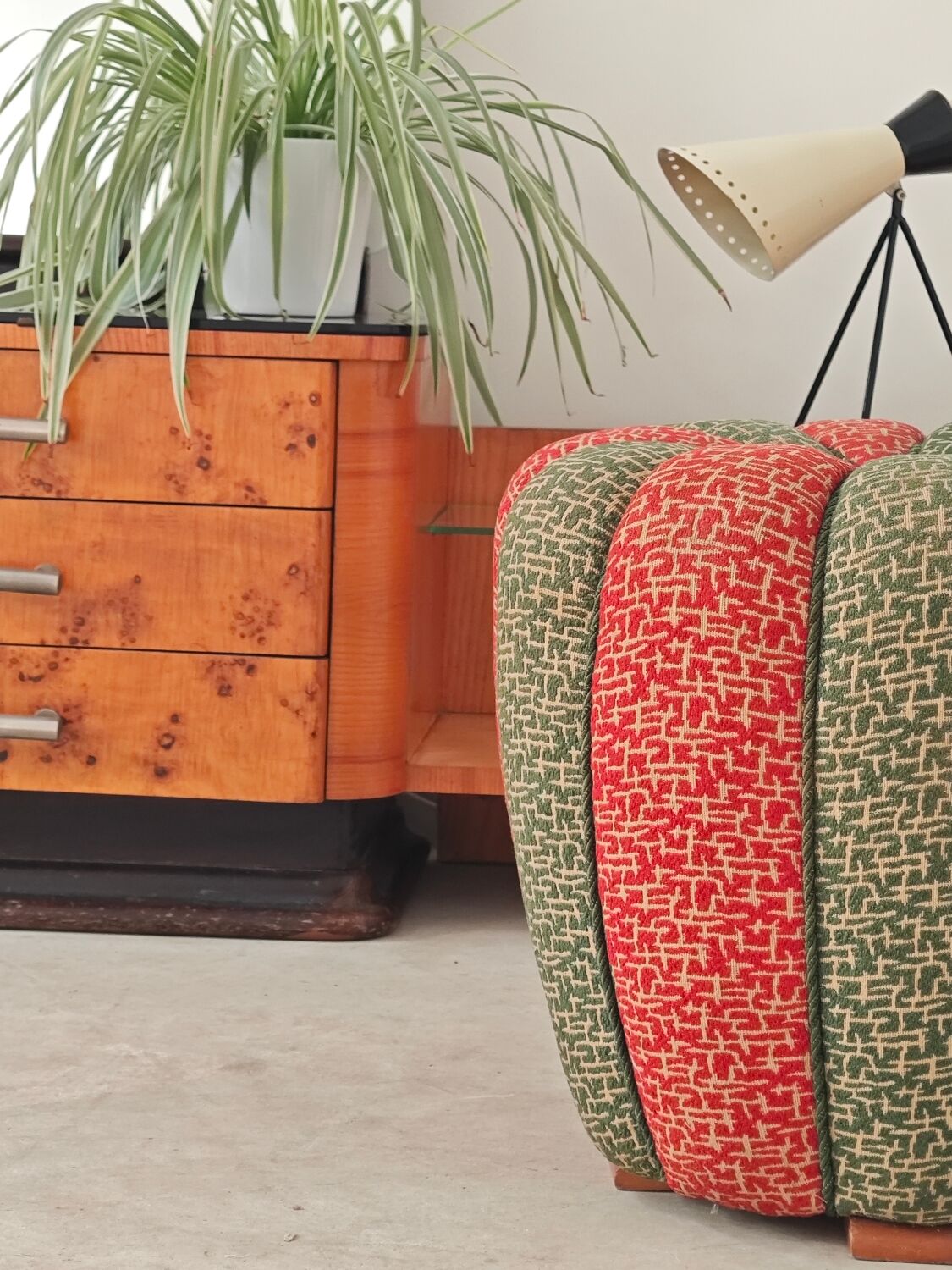 Stool, footrest, tulip pouf Jindrich Halabala Cesky Nabytek