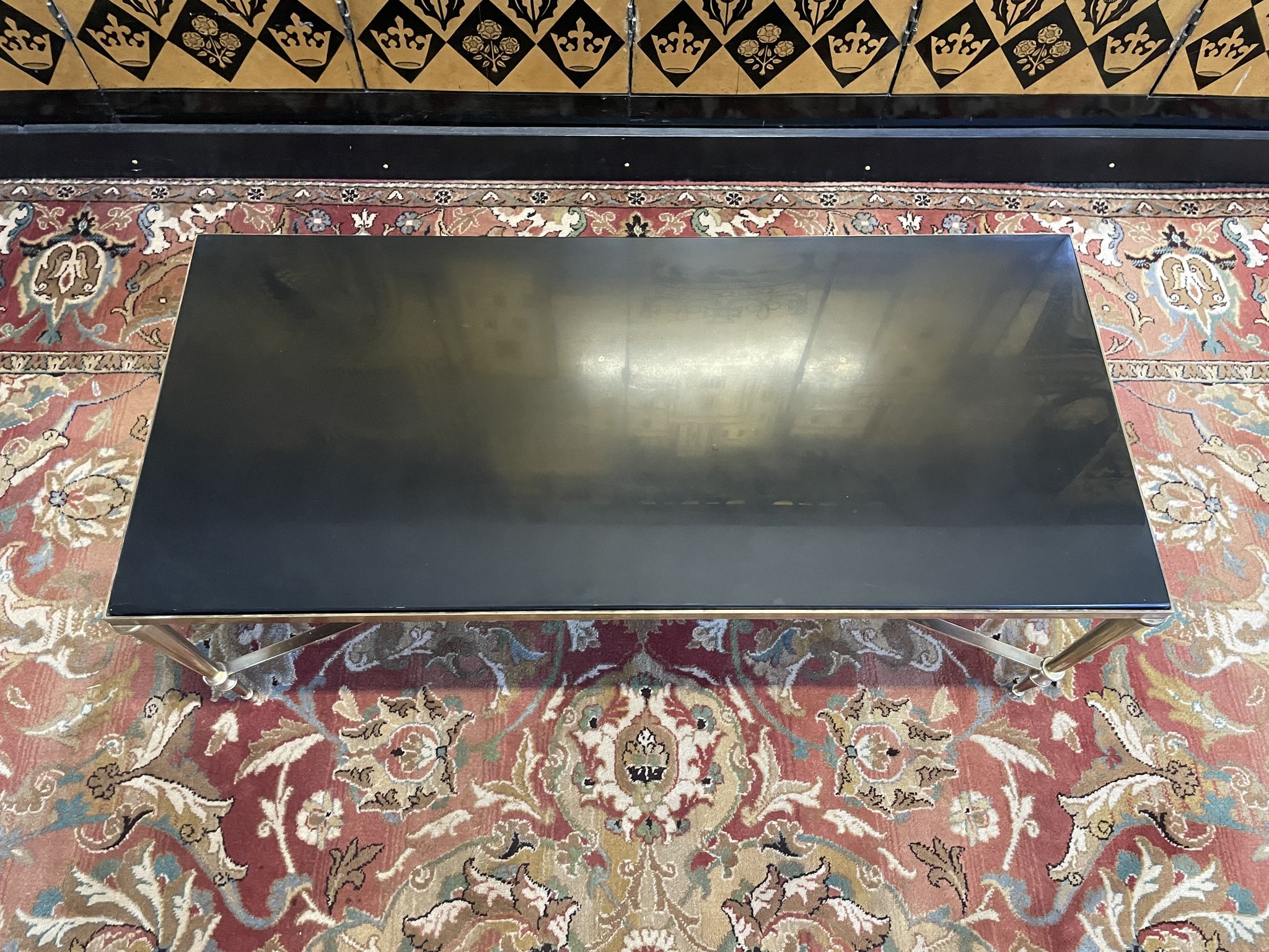 Table basse laiton et marbre