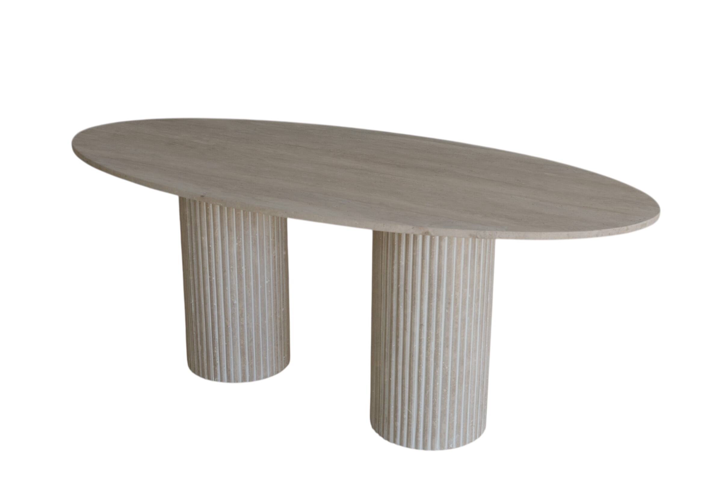 Calypso Oval Dining Table - Natural Travertine