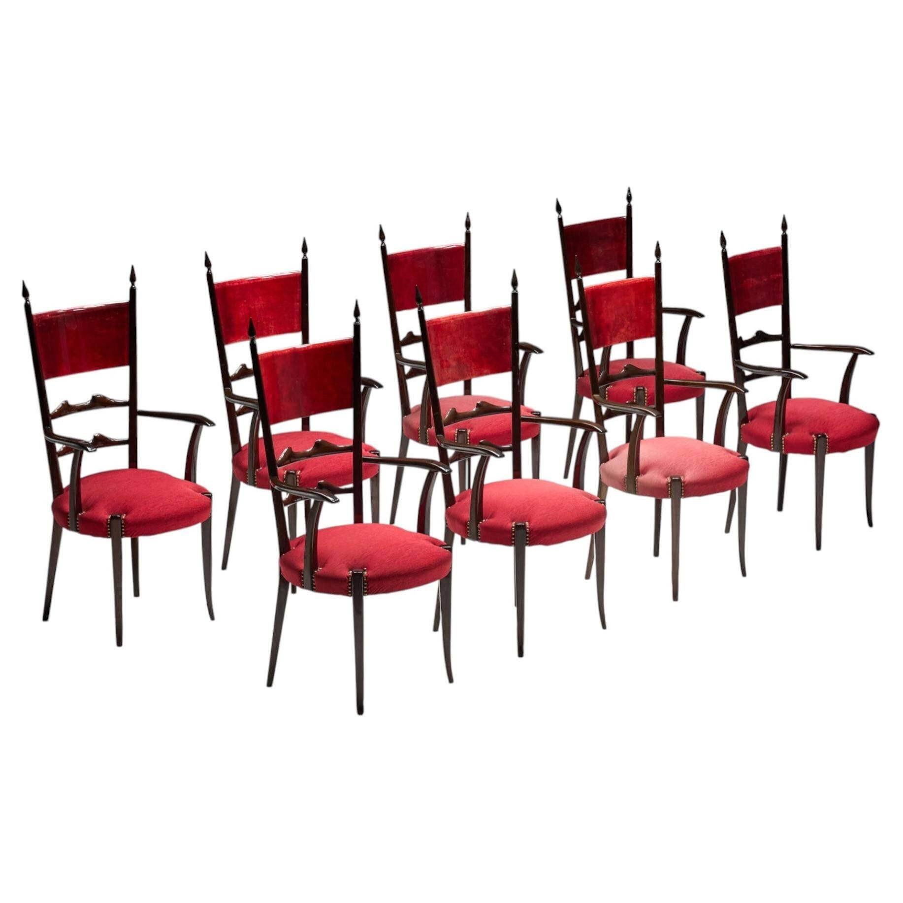 High-back dining chairs by Aldo Tura, Italy, 1962