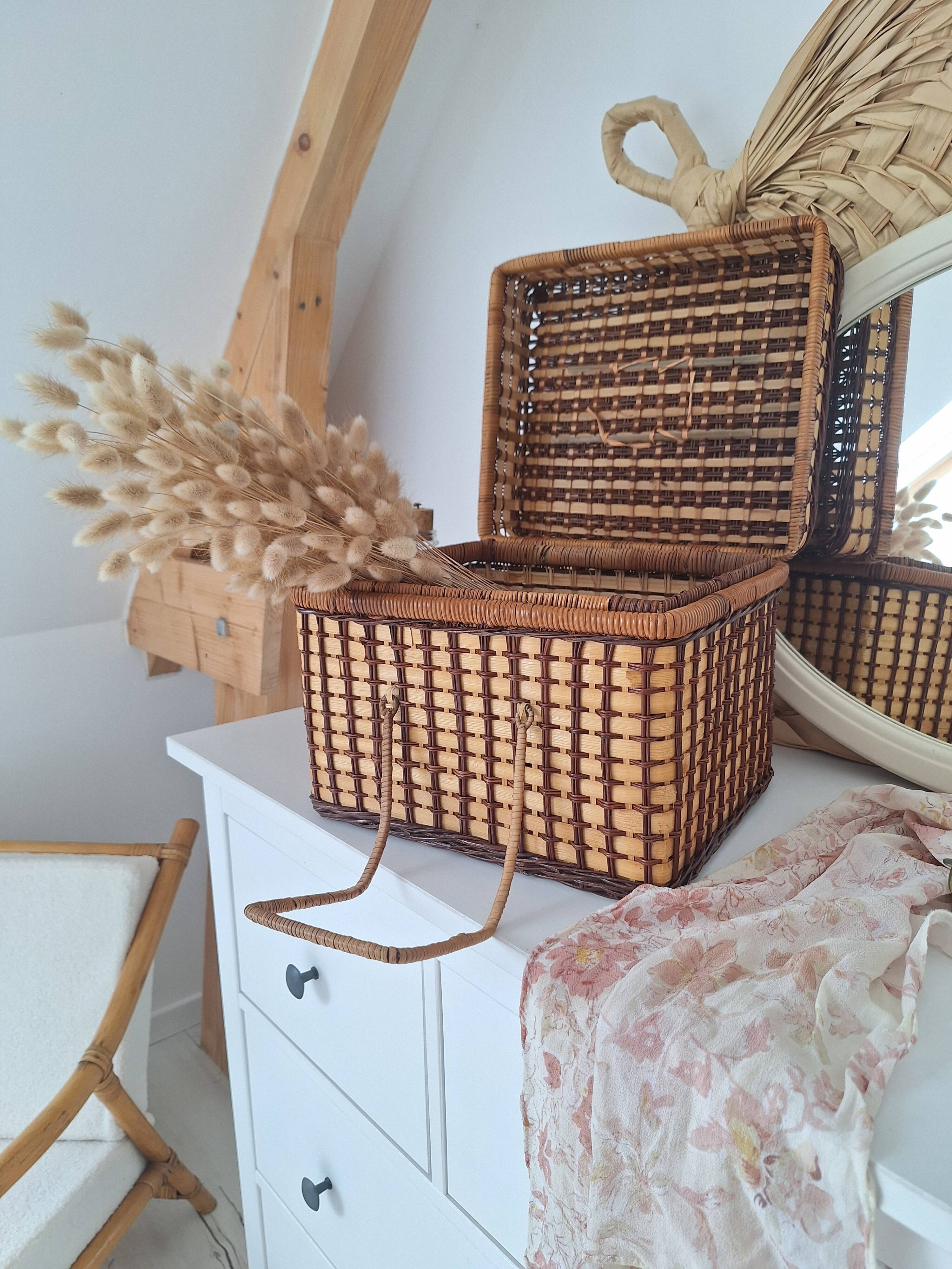 Vintage wicker suitcase