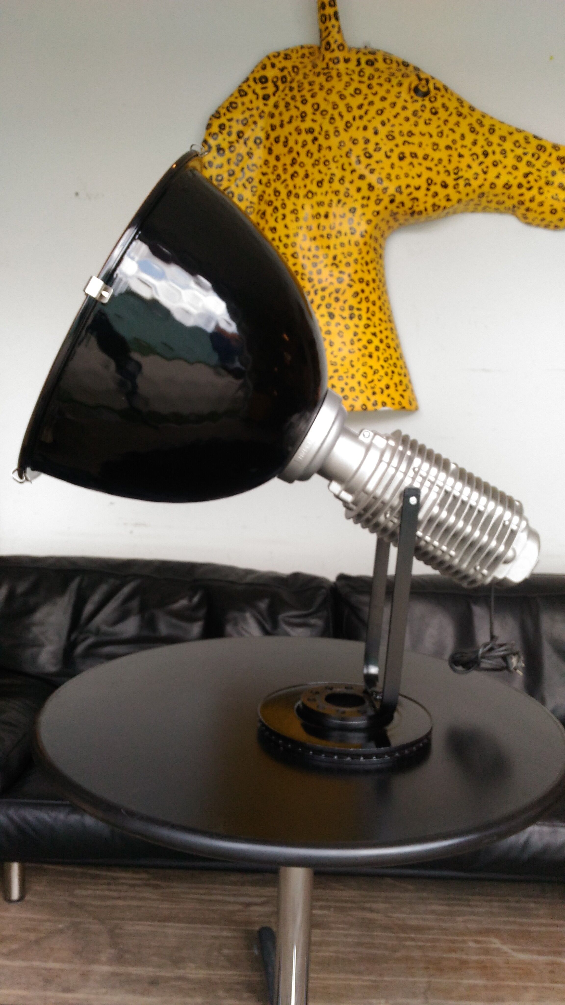 Industrial projector on pedestal