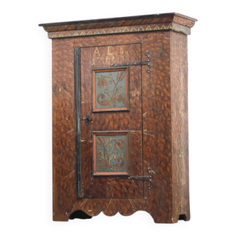 Rustic Farmhouse Folk Art Painted Bridal Wardrobe 1759