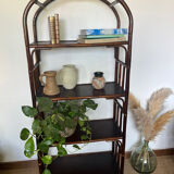 Vintage rattan bookcase shelf