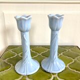 Pair of tulip candlesticks