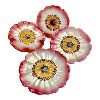 4 plates slip eglantine Massier Vallauris