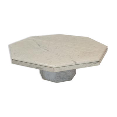 Table basse octogonale en marbre italien années 1980