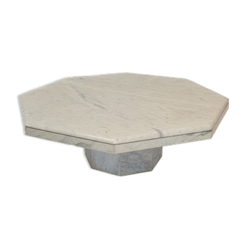 Table basse octogonale en marbre italien années 1980