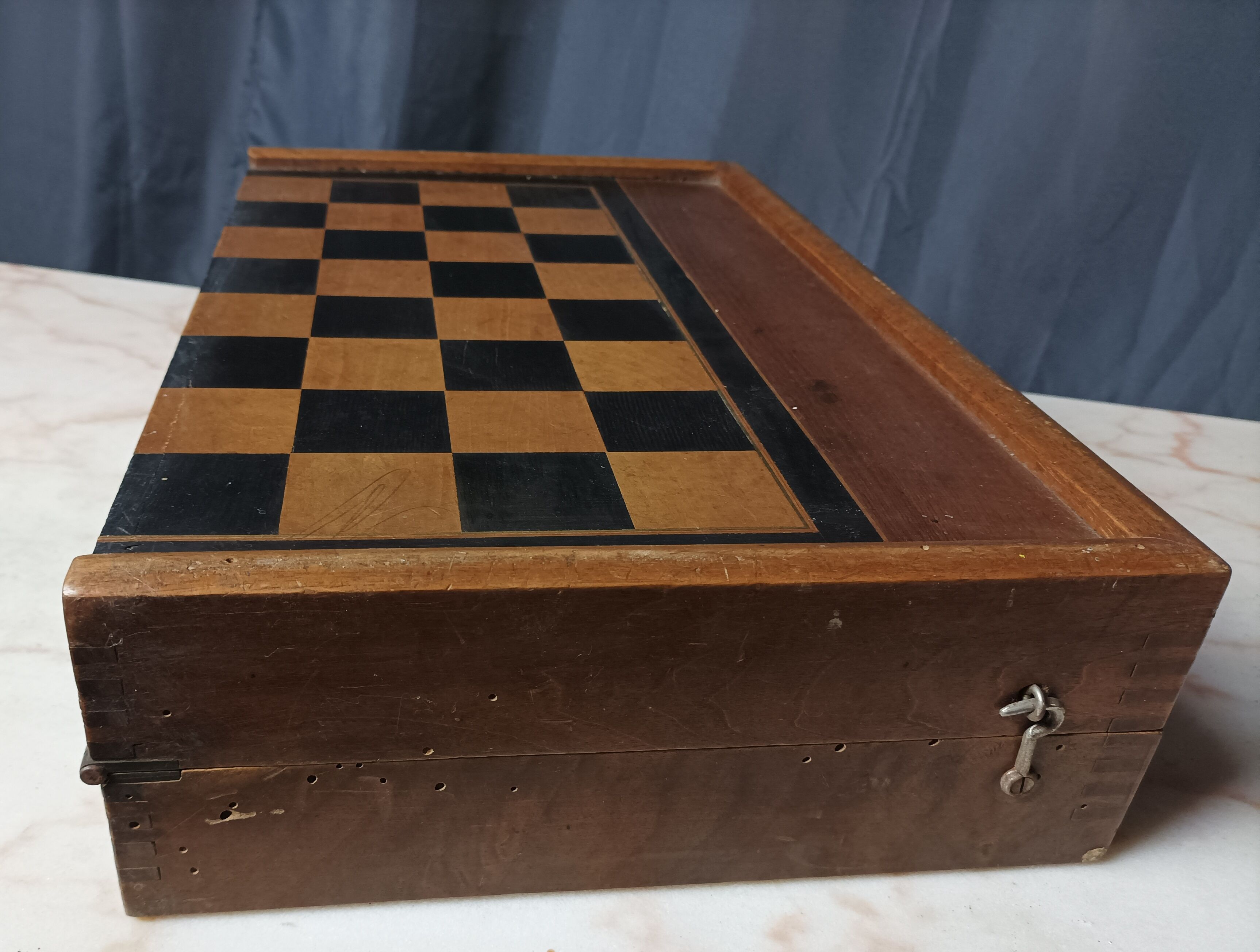 Backgammon game old wooden board game