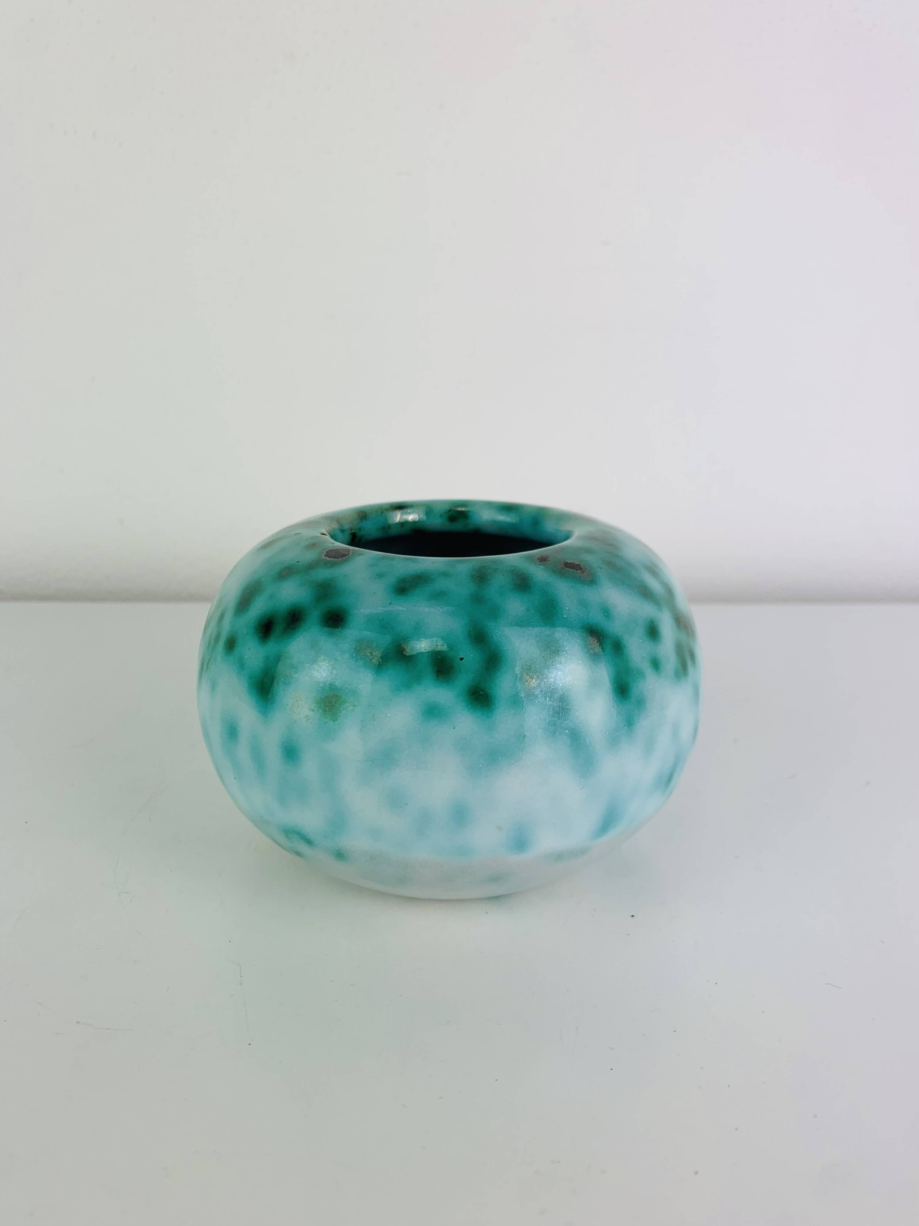 Art Deco ceramic vase Elchinger, speckled green