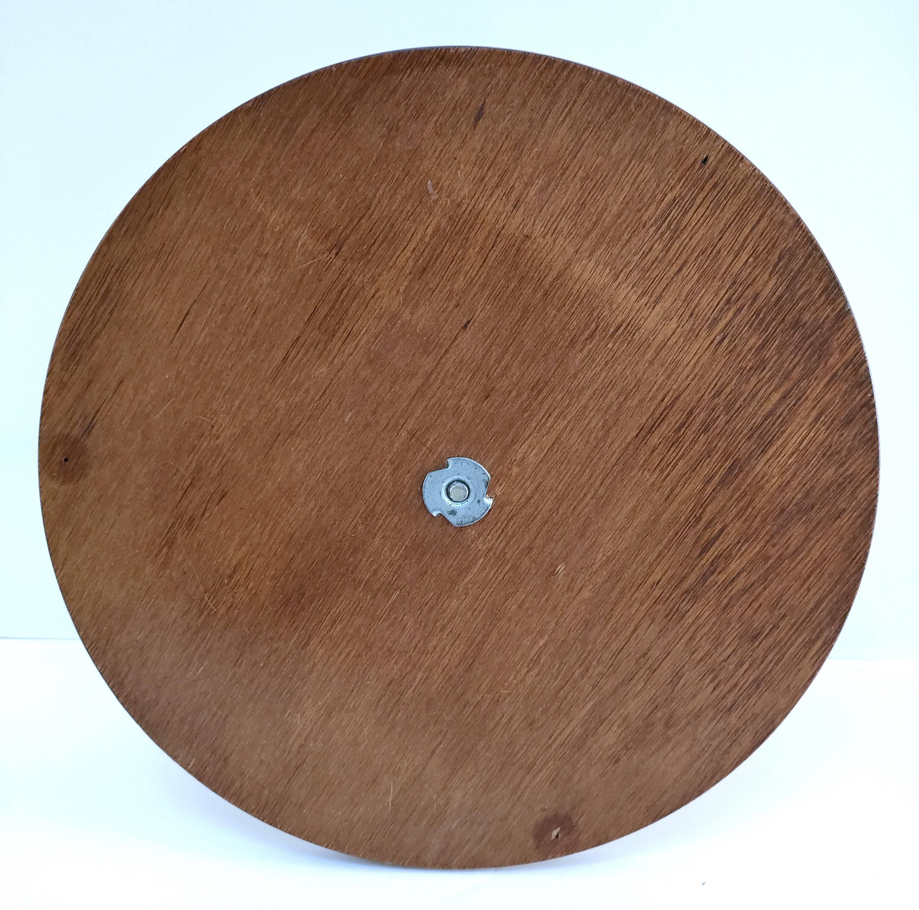 Wooden cheese tray with vintage enameled decor