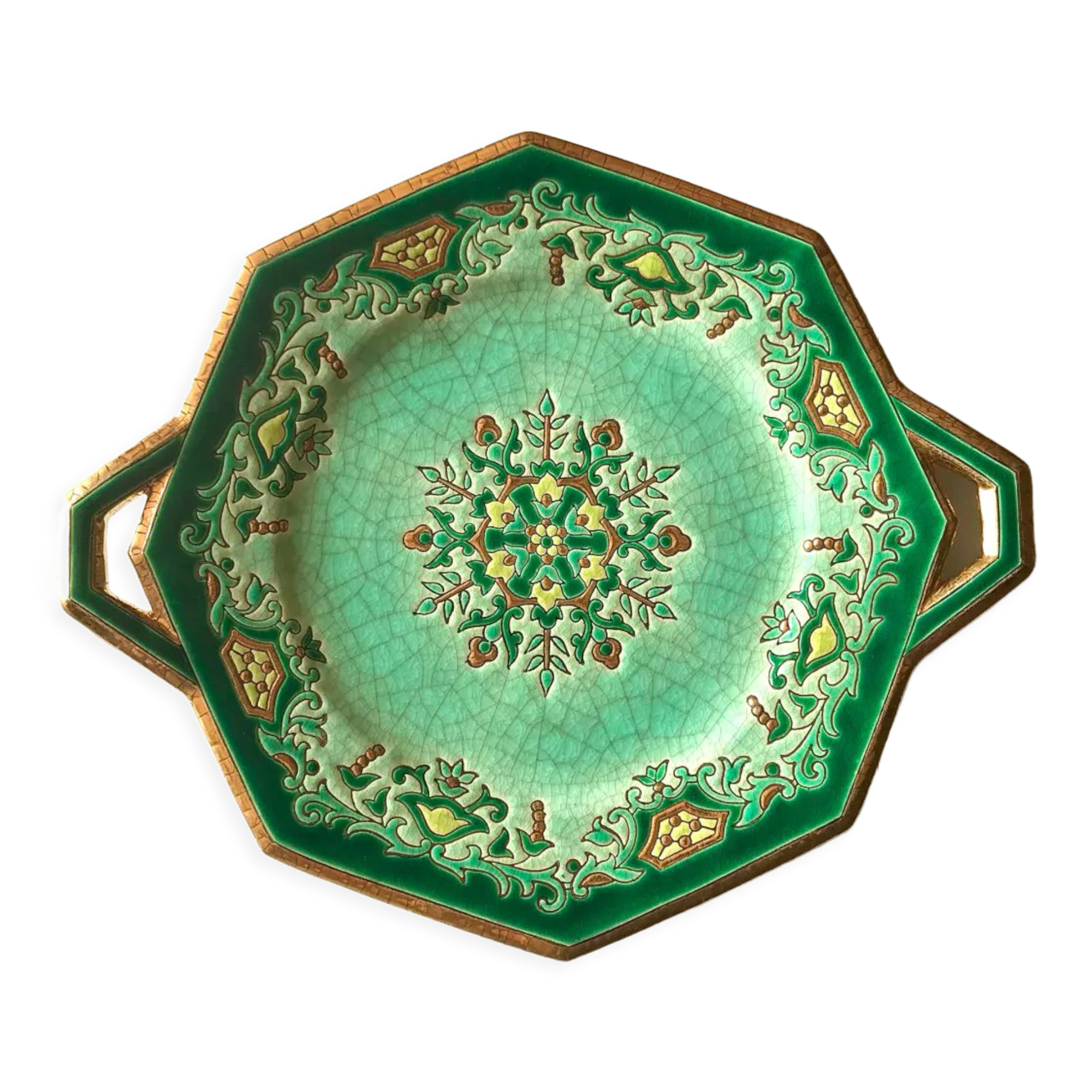 Plat à gâteau Longwy Chevreuse émaux MP Chevallier