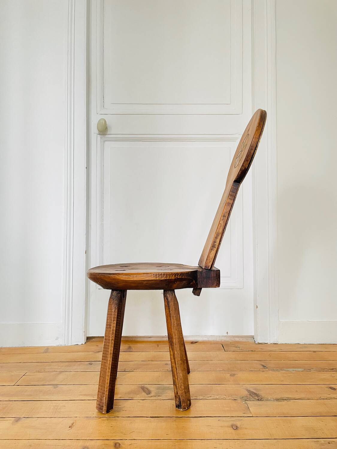 Antique brutalist chair in pine and oak