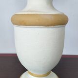 D'Albret lamp in beige terracotta with blue flowers - Hand painted - 80s