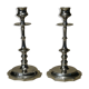 Pair of old torches candle holders in nickel-plated regulator