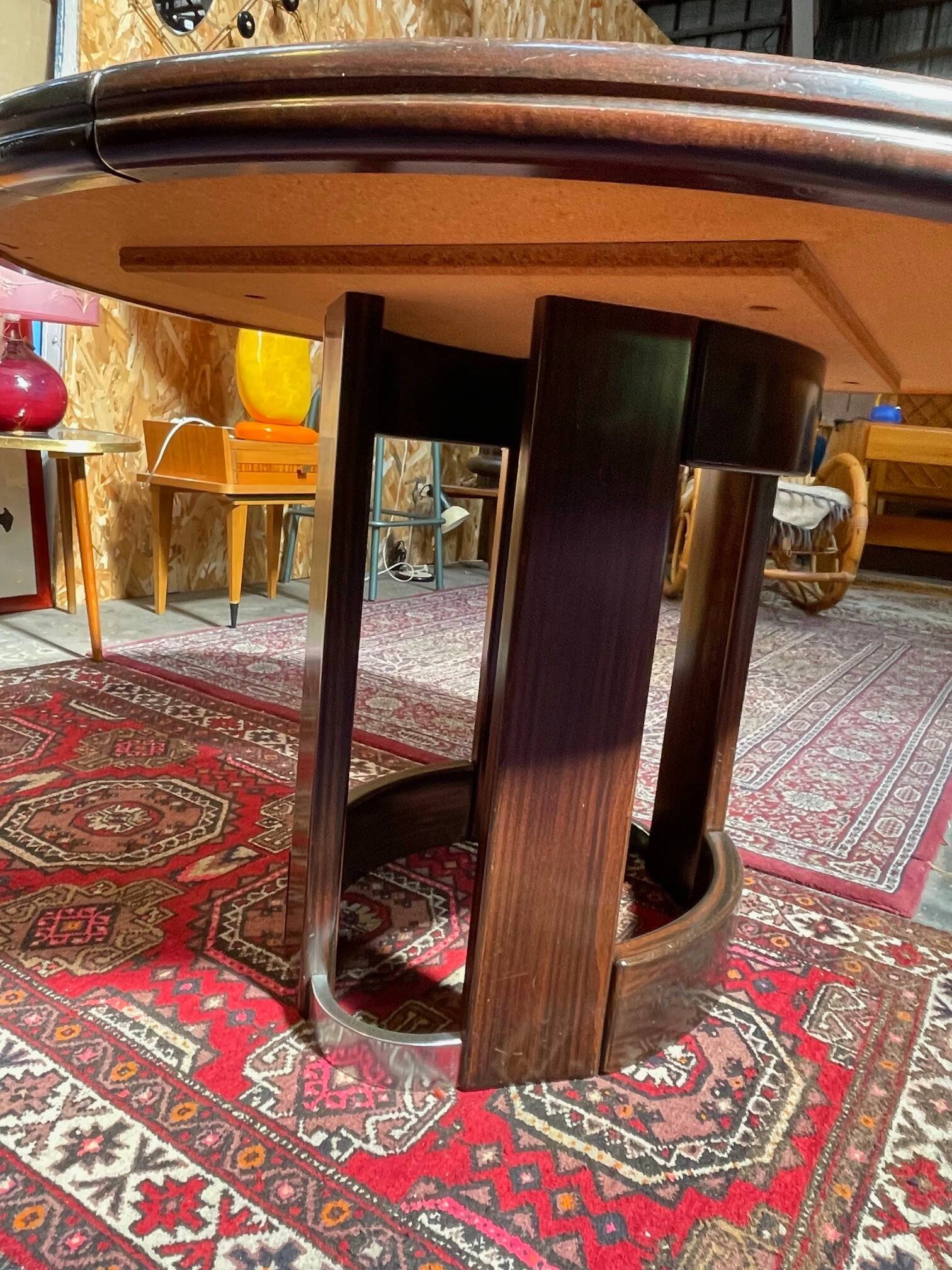Vintage green sea marble and rosewood table from the 1970s.