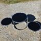 Vintage coffee table with 3 swivel trays - 80s