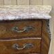 Louis XV style chest of drawers in rosewood, oak and marble top, made in the 70s