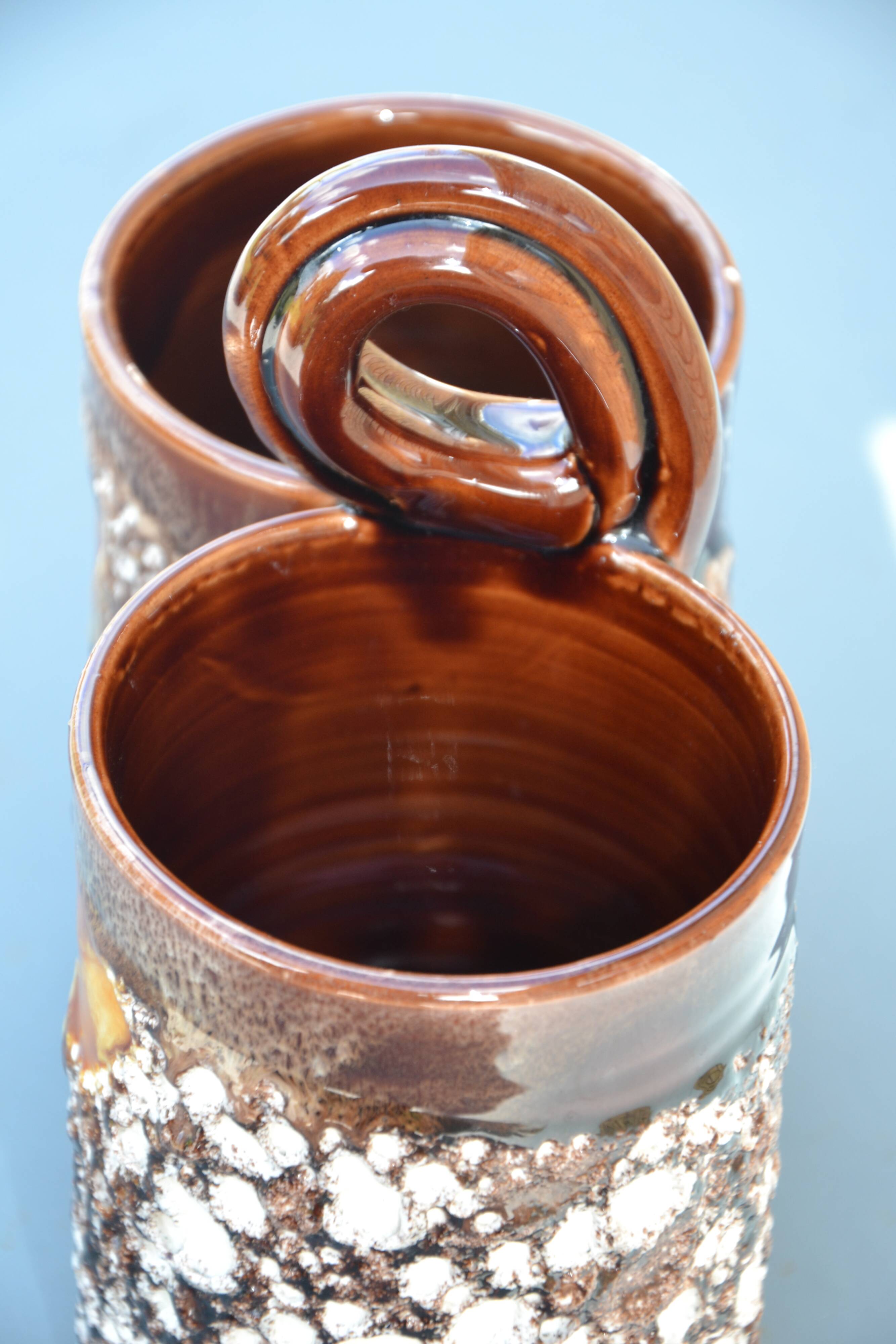 Double vase/porte couverts en céramique fat lava