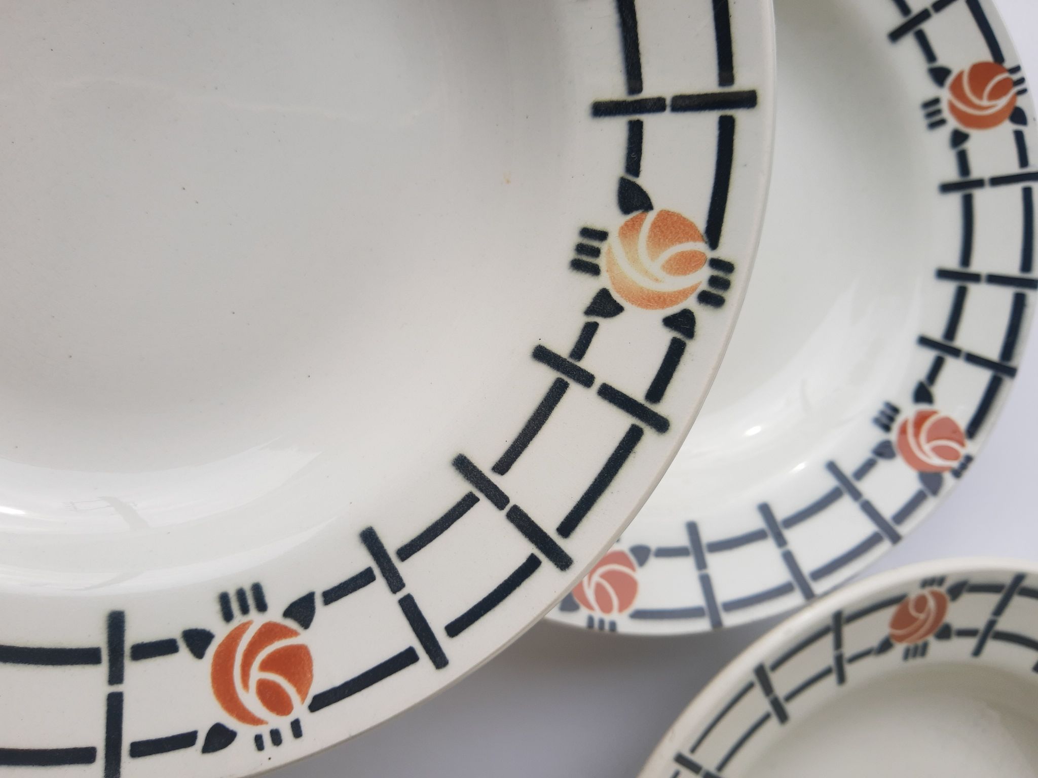 Set of 6 old St Amandinoise St Amand vintage soup plates
