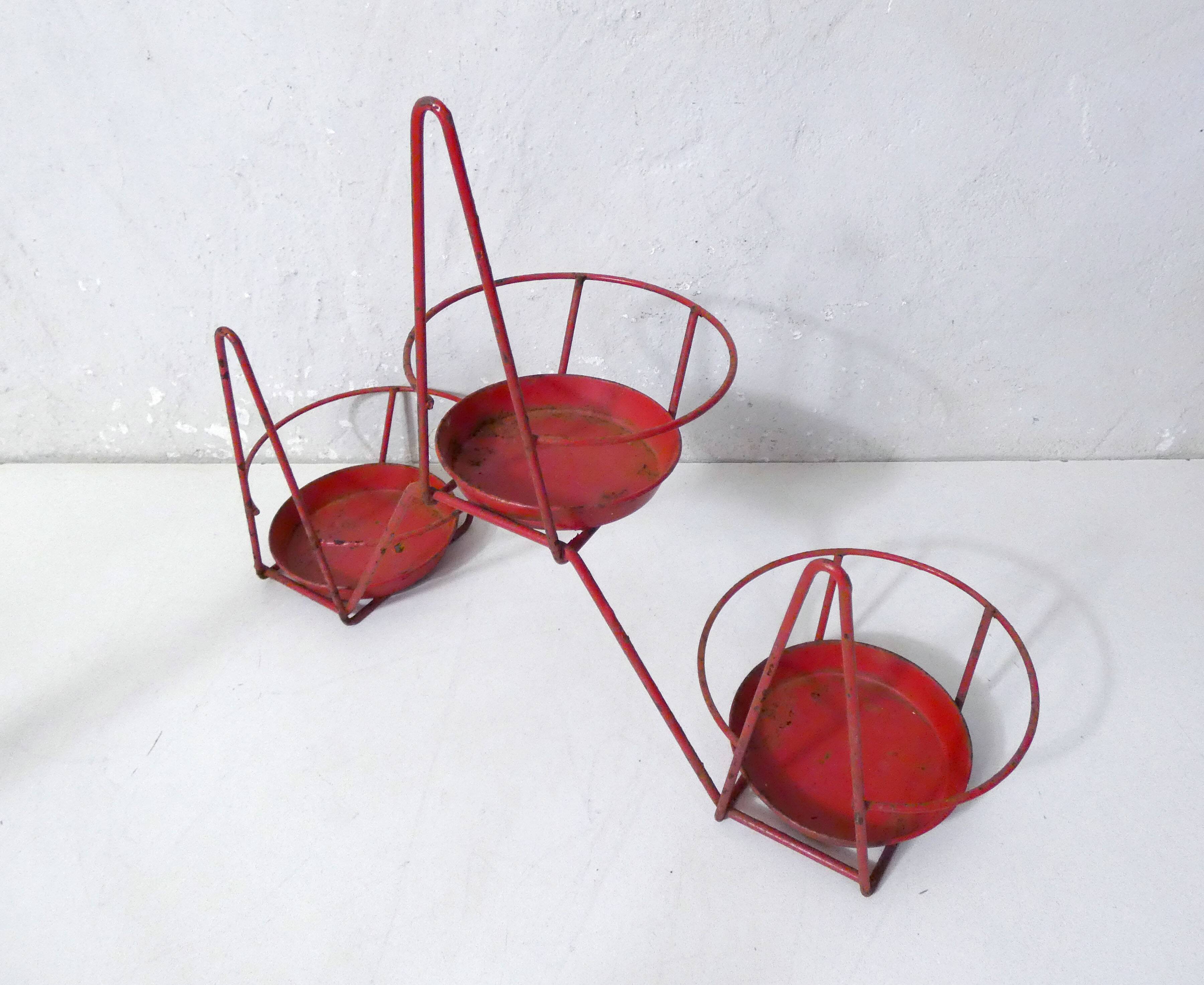 Set of vintage wire metal planters