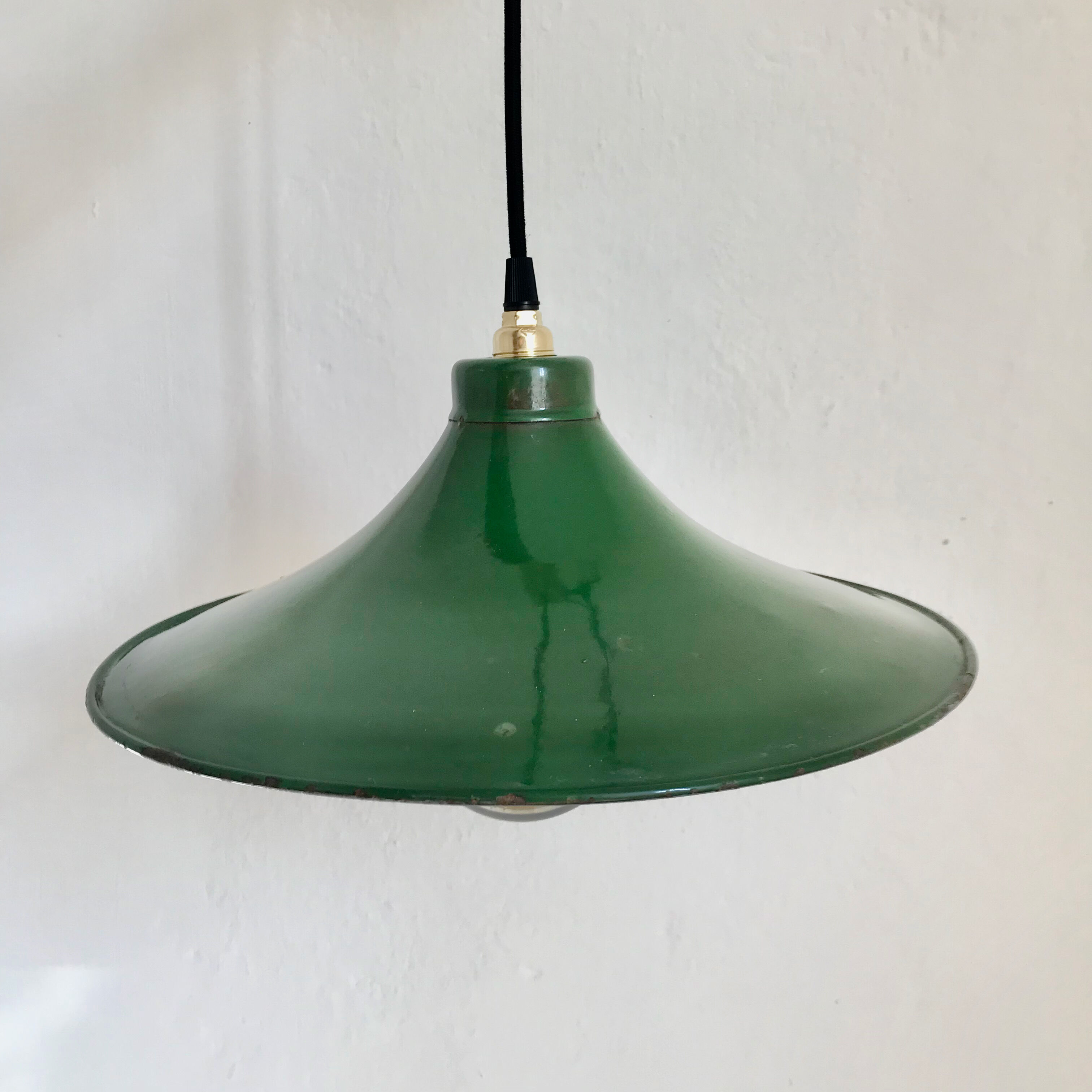 Suspension abat-jour émaillé vert