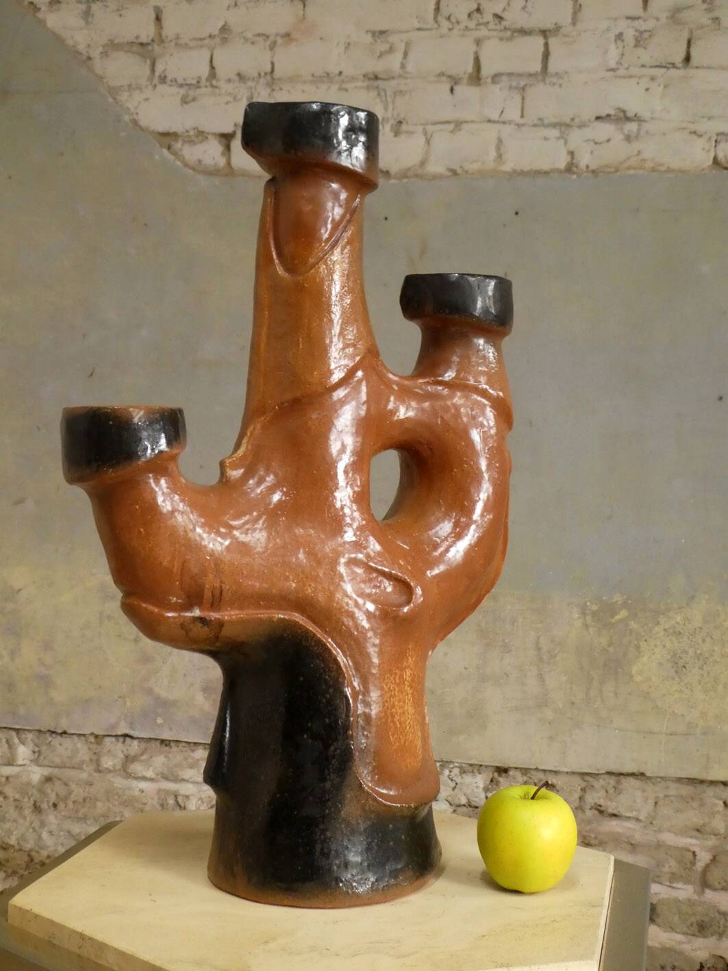 brutalist ceramic candlestick, 1970