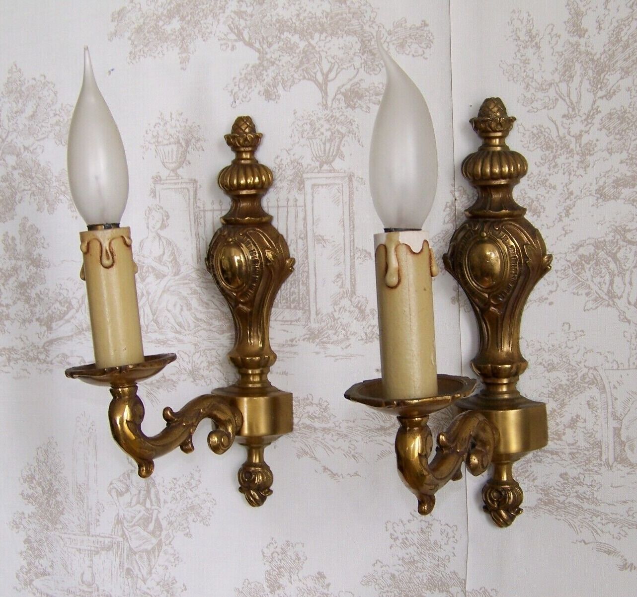 Pair of brass sconces