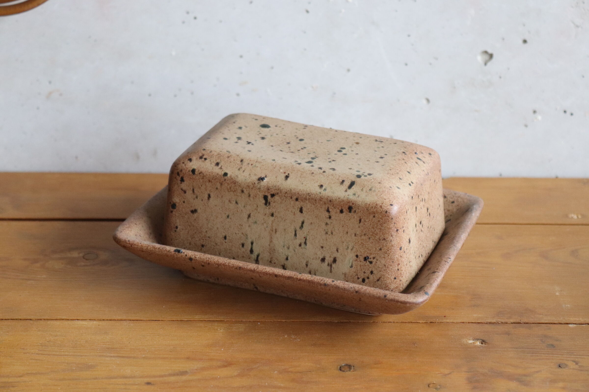 Speckled stoneware butter dish