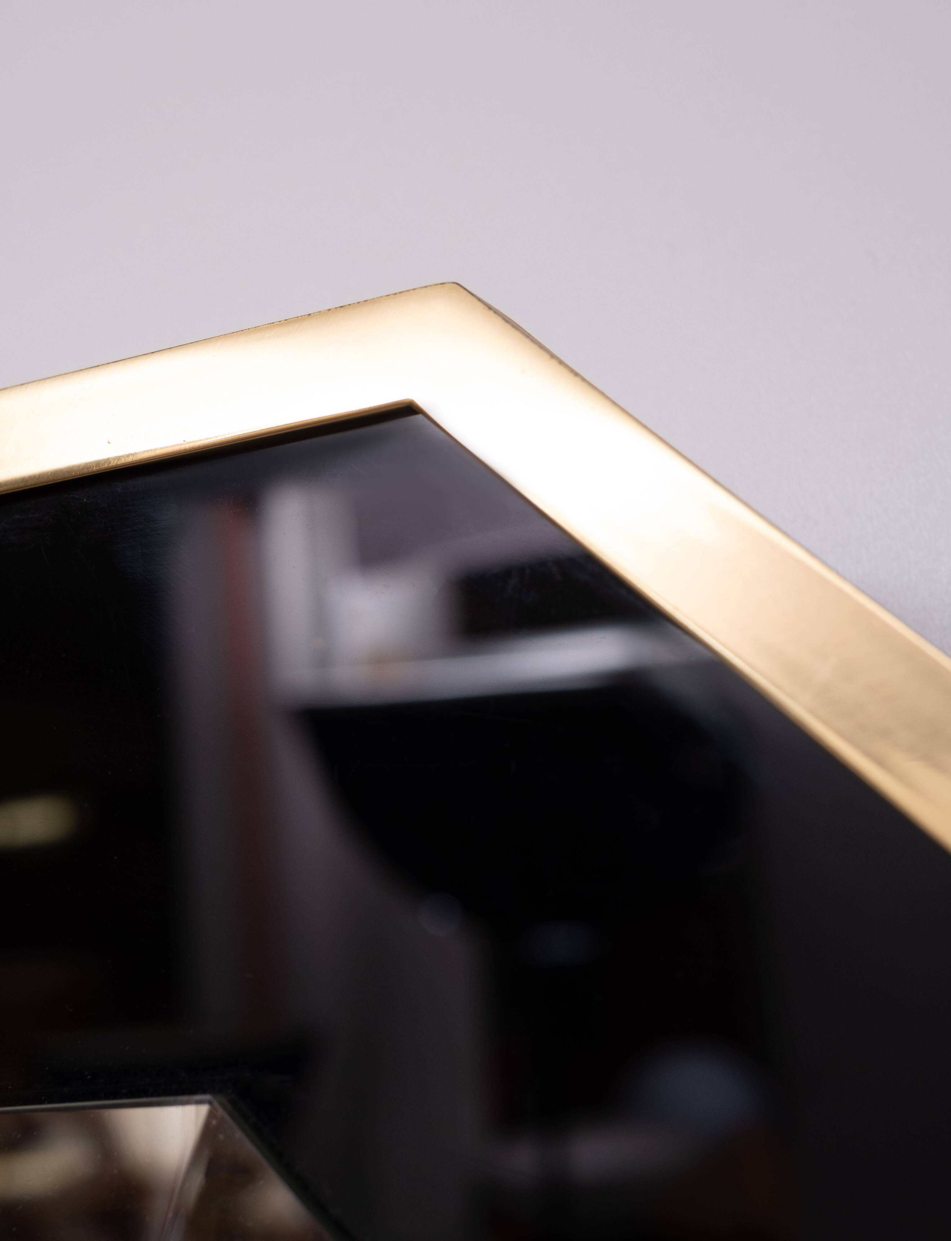 Octagonal Mirror frame in brass 1970s